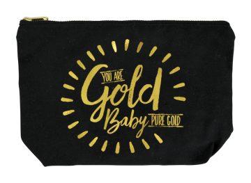 Canvas Quote Cosmetic Bag - Gold Baby