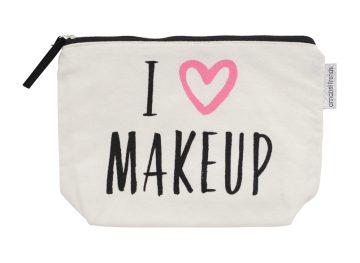 Canvas Quote Cosmetic Bag - I Love Makeup