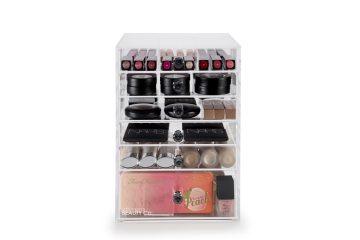 Acrylic Makeup Organiser Medium - 6 Drawers Black Handle